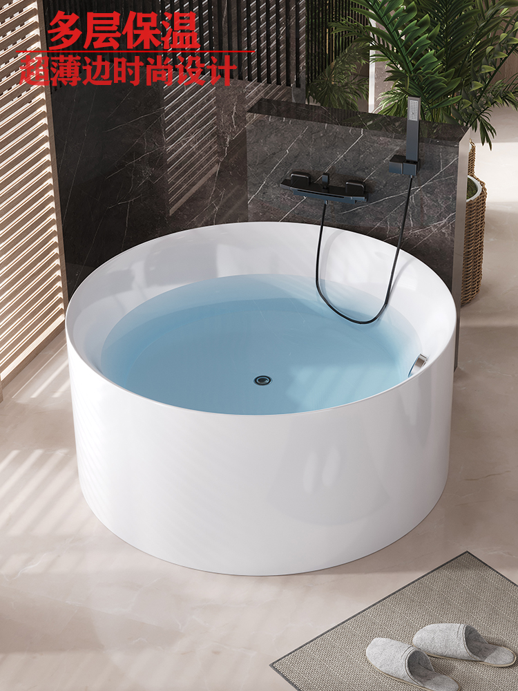 亚克力独立圆形浴缸家用双人小户型亚克力欧式酒店民宿独立式浴盆