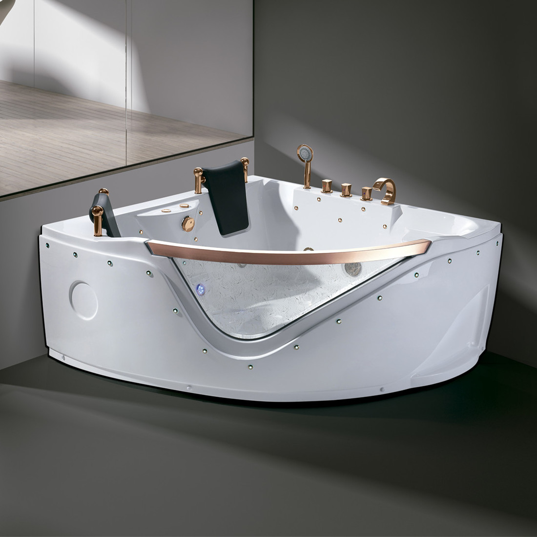 乐可意酒店家用亚克力浴缸1.5米扇形冲浪按摩泡泡浴恒温泡澡盆
