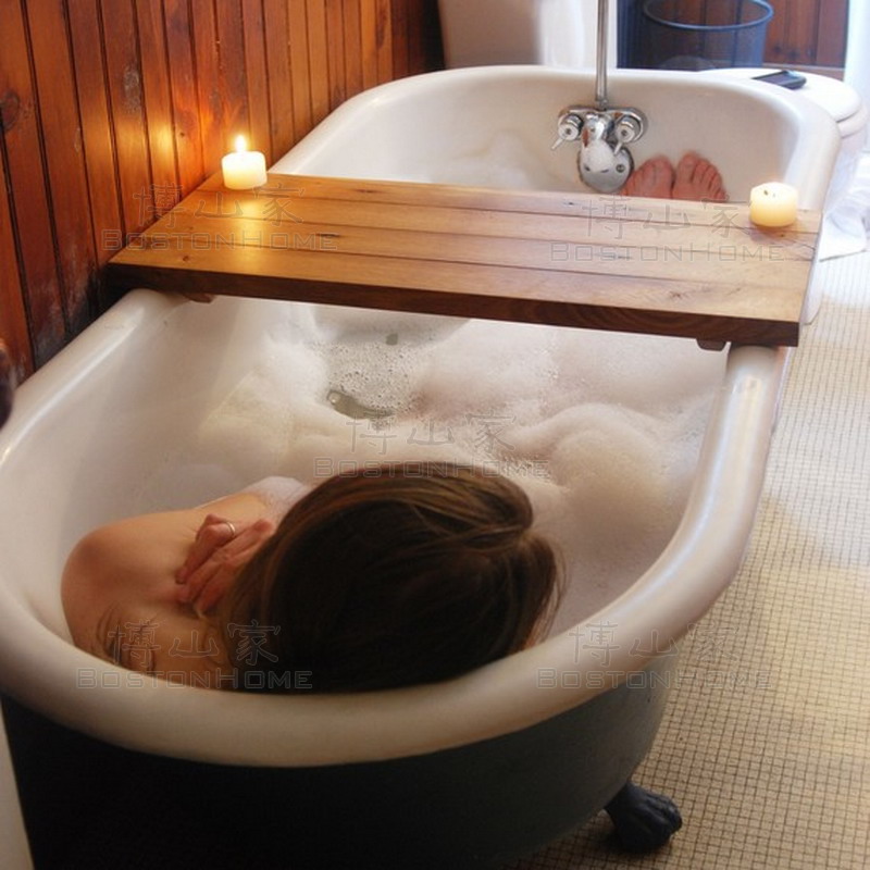 浴缸置物北欧架置物板泡澡木小桌板木板上隔板浴室书桌搁板木质