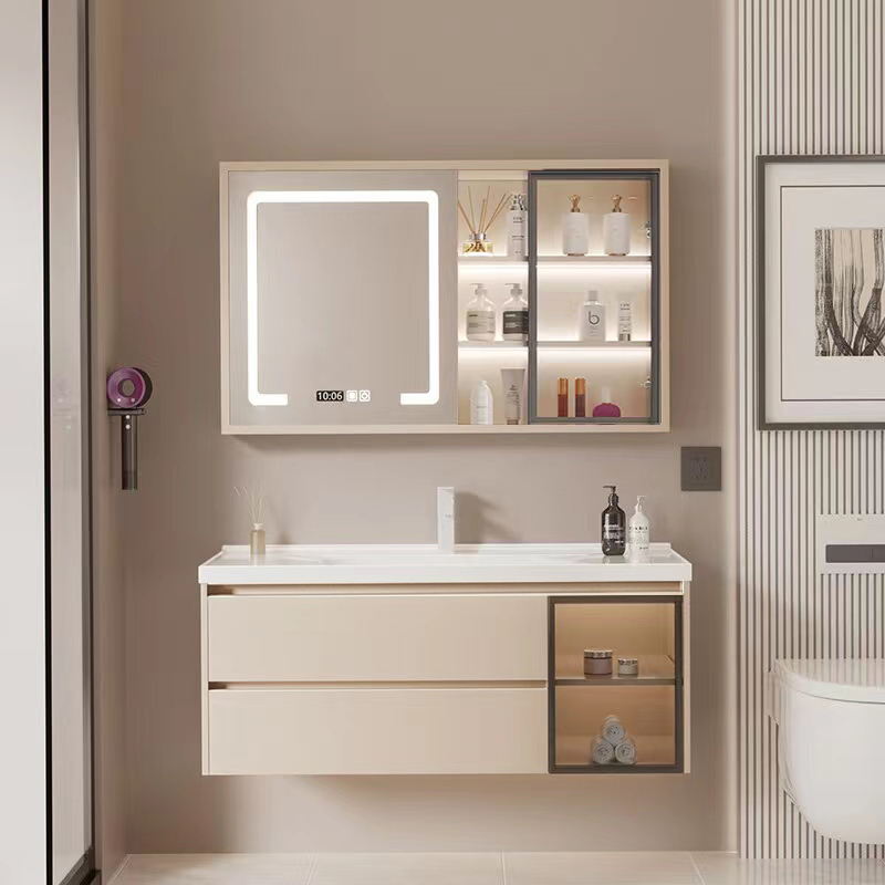 箭牌᷂卫浴浴室柜陶瓷一体盆现代简约奶油风卫生间洗漱台洗脸盆柜