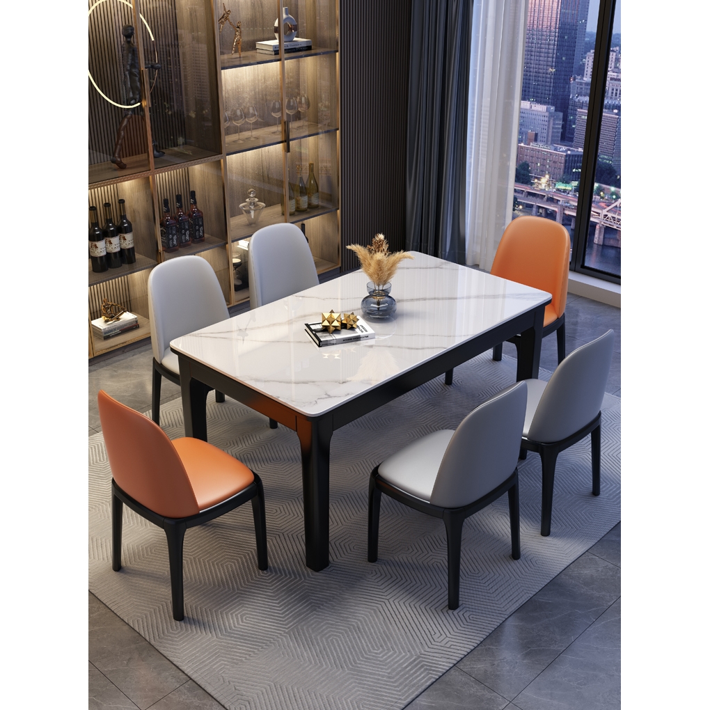 北欧岩板餐桌椅组合现代简约大理石长方形家用小户型实木