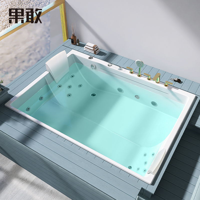 果敢大双人嵌入式别墅酒店户外温泉恒温冲浪防滑座位1.8米浴缸
