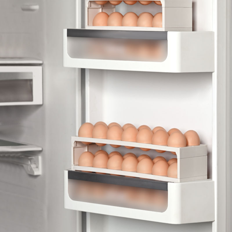 鸡蛋收纳架日式冰箱用侧门神器放盒子厨房大容量蛋架托盘多层日式