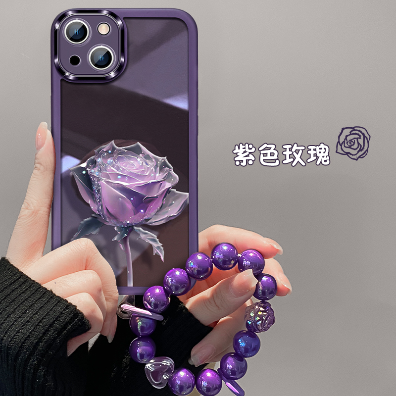 紫色玫瑰花适用OPPOReno10手机壳reno9/8pro新款7se自带镜头膜6pro+女5k保护套findx6个性a1pro创意a58x/a93s