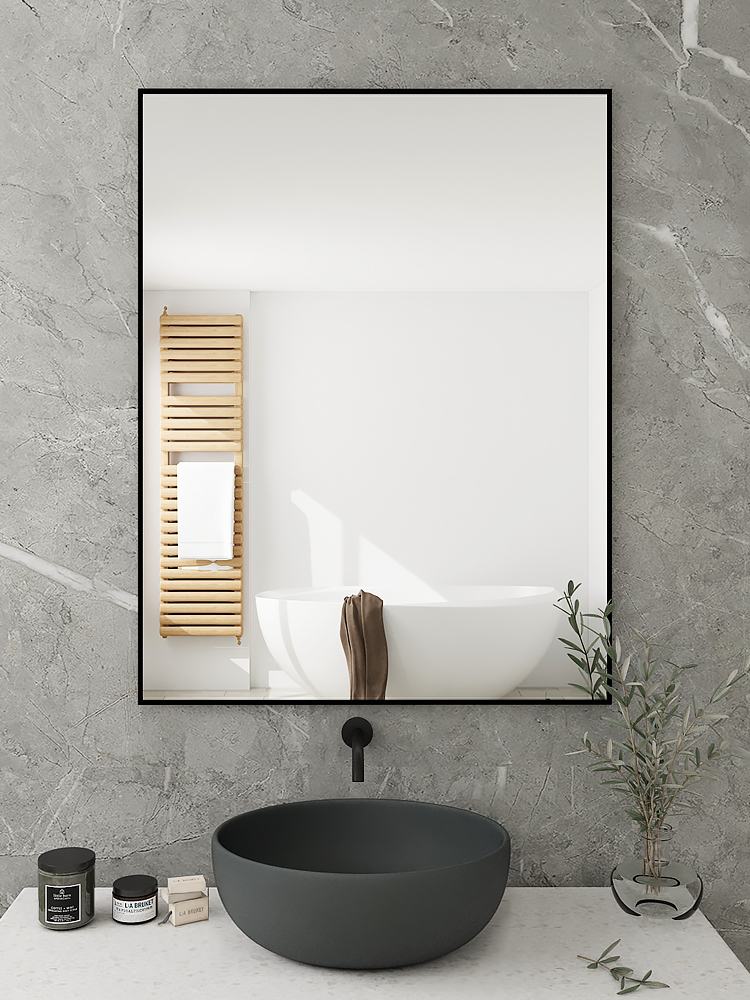 轻奢浴室镜子贴墙自粘家用卫生间厕所洗漱台盆壁挂式免打孔卫浴镜