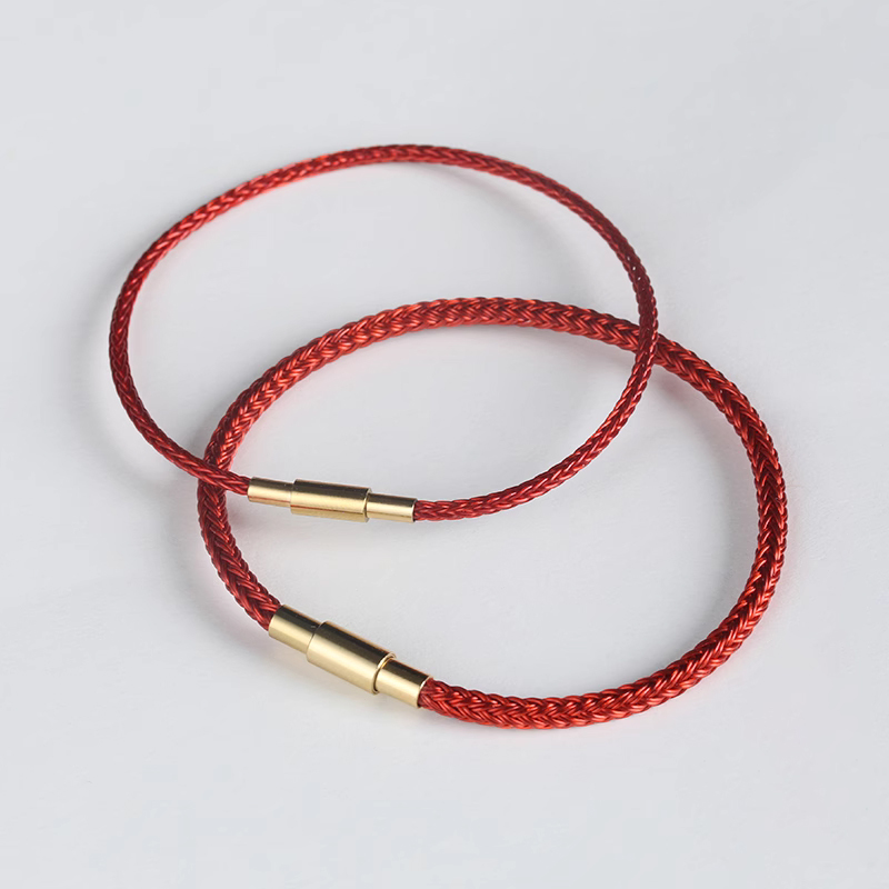 红绳本命年情侣款手链转运珠防水钢丝手绳串3d硬金黄金饰品替换绳
