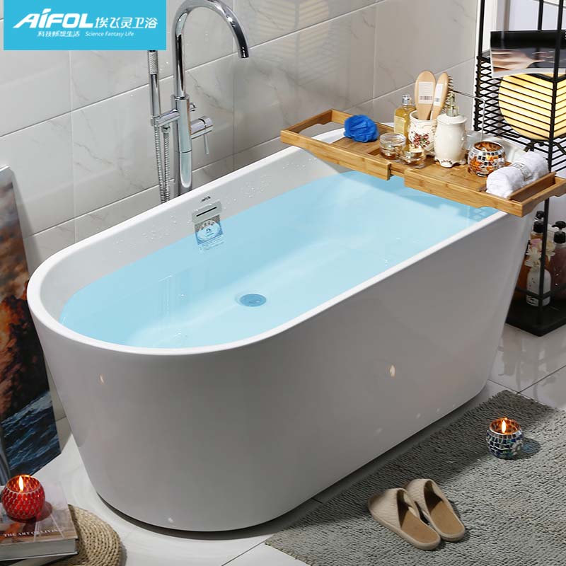 独立成人浴桶浴盆亚克力家用小浴池小户型迷你浴缸1.5彩色
