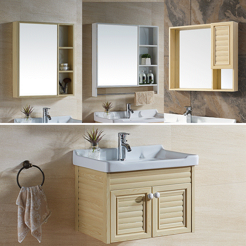 福豚卫浴2017洗手卫生间户型挂墙式洗脸盆太空铝面盆浴室柜组合