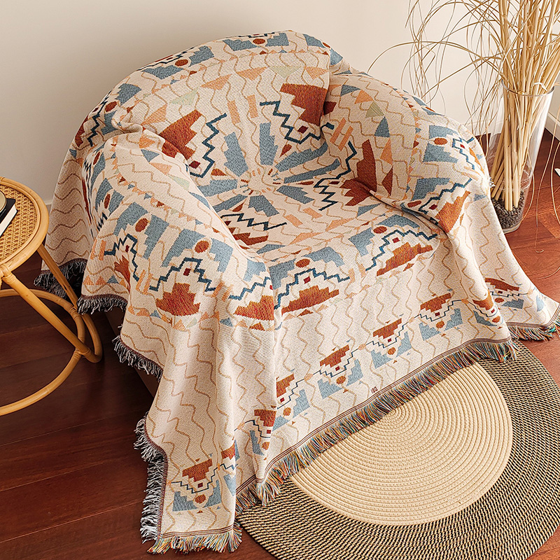 波西米亚风格美式单人沙发巾盖毯乡村复古沙发套罩椅子盖布一片式