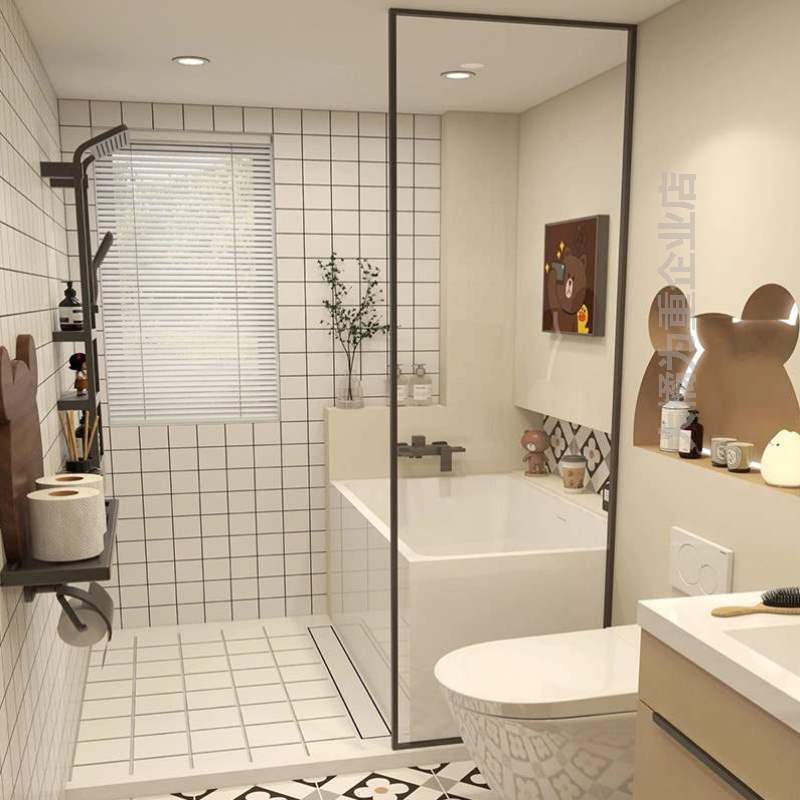 隔断屏风玻璃干湿不锈洗澡间淋浴间!卫生间卫浴极窄分离浴室厕所