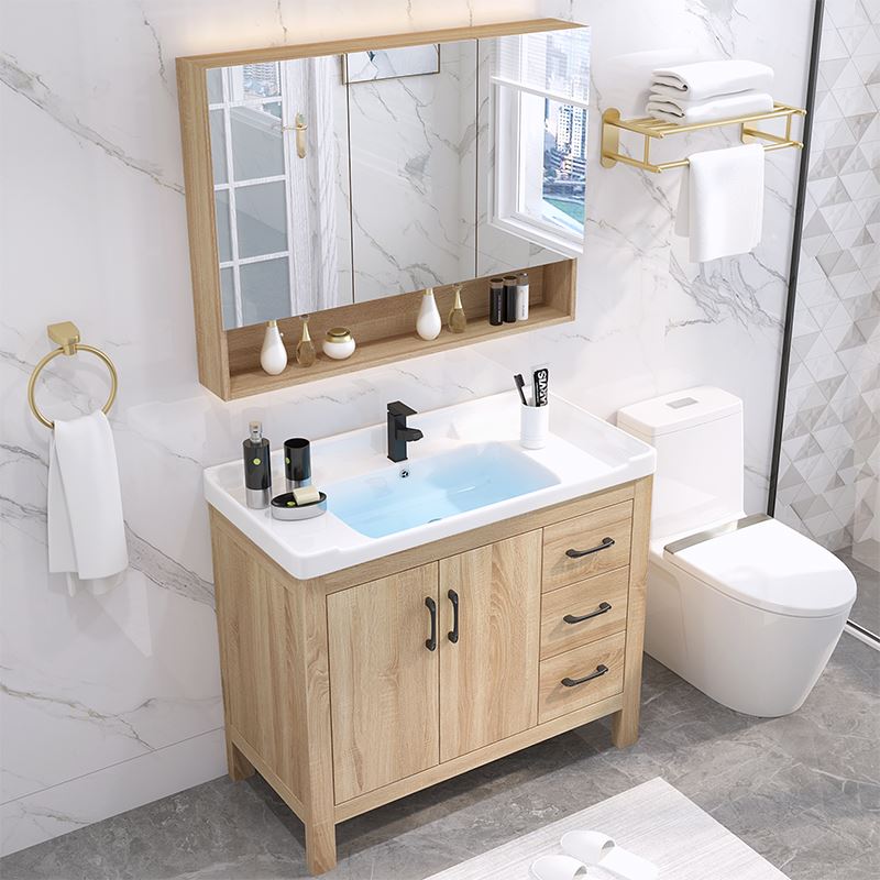 北欧浴室柜洗脸洗手盆柜组合现代简约美式卫生间洗漱台卫浴落地式