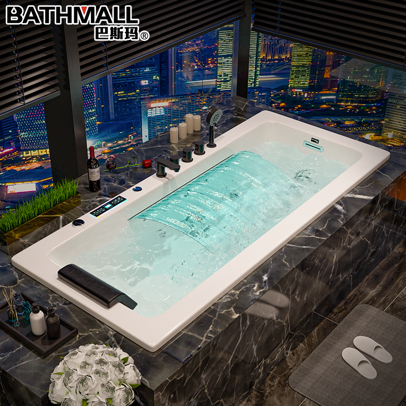 巴斯玛嵌入式亚克力定制浴缸家用成人小户型冲浪按摩恒温智能加热