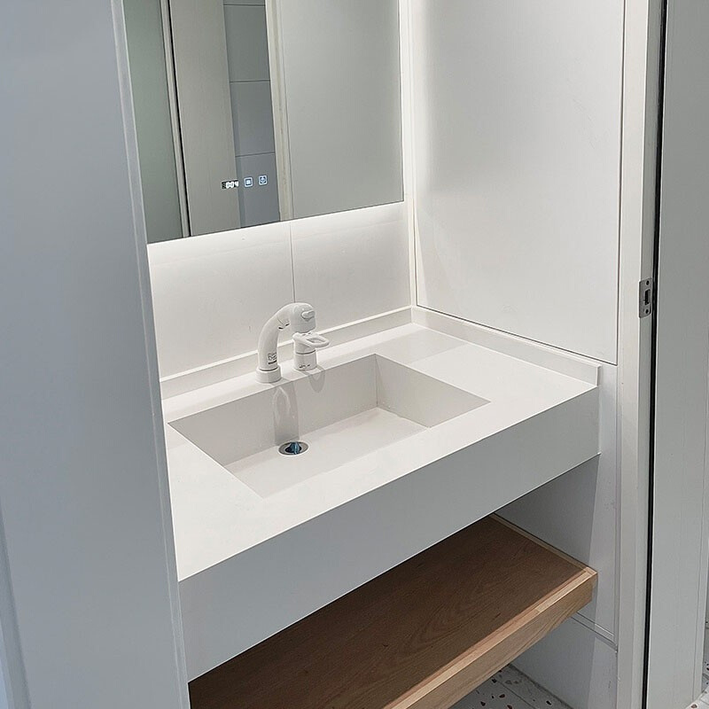 北欧简约日式岩板浴室柜组合橡木洗漱台卫浴洗手洗脸台一体盆定制
