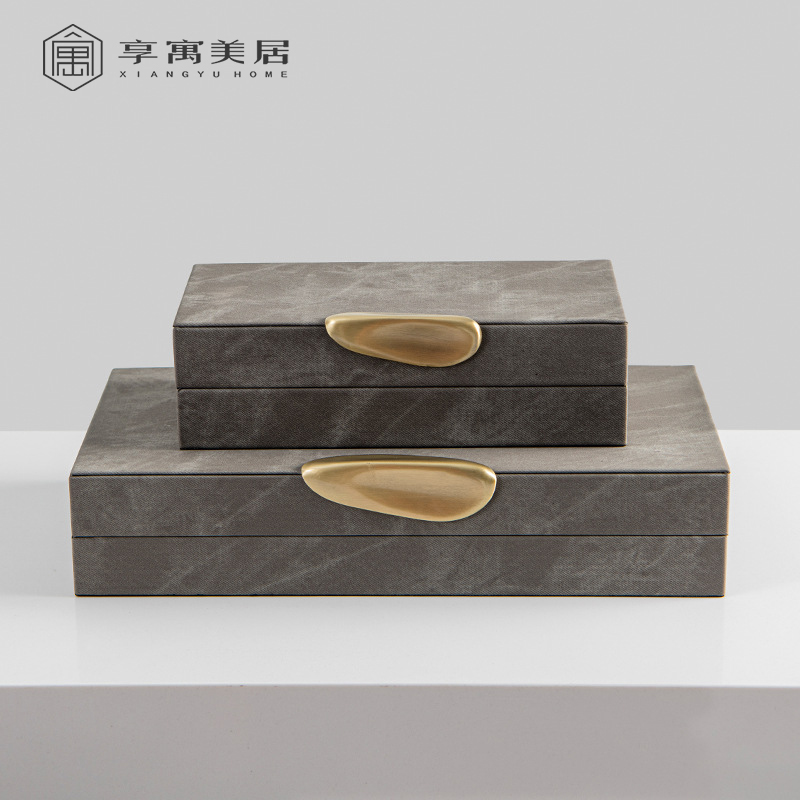 新中式简约现代轻奢实木首饰盒摆件样板间书房卧室客厅桌面收纳盒