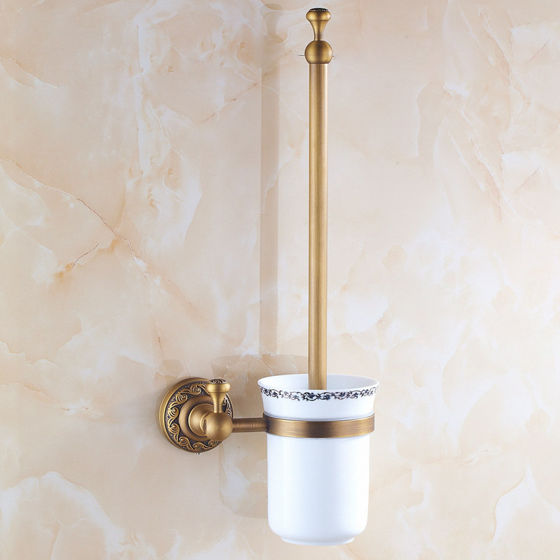 铜仿古马桶刷陶瓷杯套装厕所刷架田园卫生间挂件欧式古典风