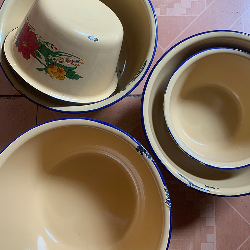 掉瓷处理老式带盖搪瓷盆怀旧保鲜碗洗手盆和面盆猪油盆搪瓷洗手碗