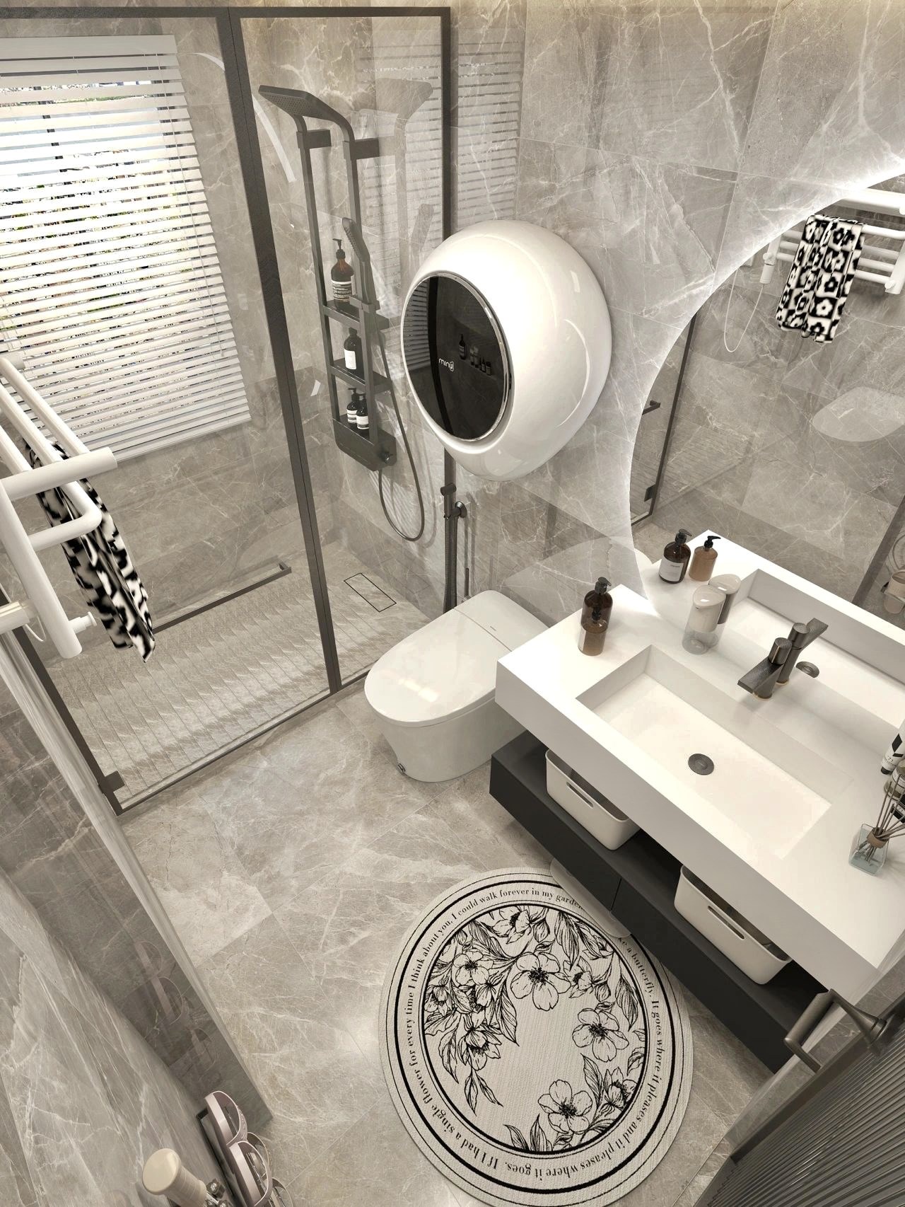 现代简约轻奢智能浴室柜组合岩板洗脸盆双层实木卫生间洗手洗漱台