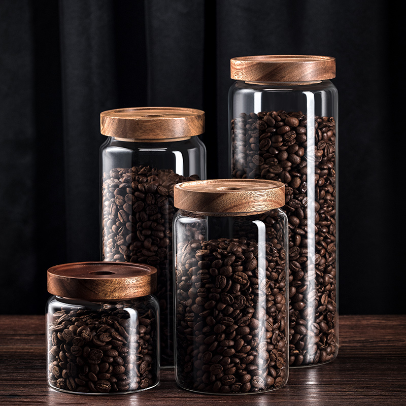 咖啡豆保存罐密封罐玻璃小瓶子咖啡粉储存罐食品级储物罐抽真空罐