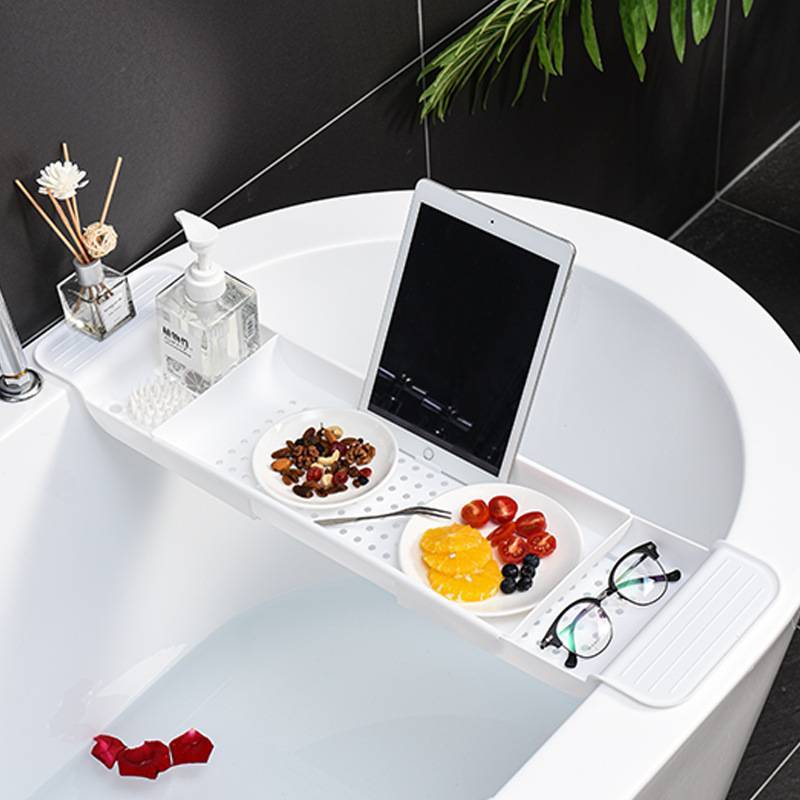 浴缸置物伸缩架 浴室木桶泡澡折叠储物架 浴缸收纳手机支架置物板