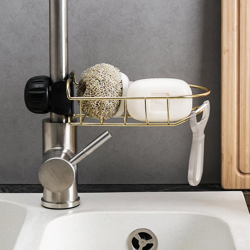 厨房水龙头整理置物架加粗水槽沥水架浴室水龙头铁艺放香皂角琦.