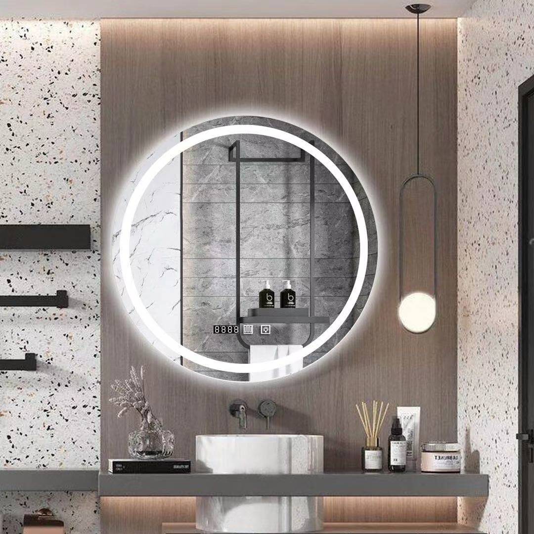 LED智能镜触摸屏卫生间卫浴镜壁挂带灯圆镜子防雾壁挂发光浴室镜