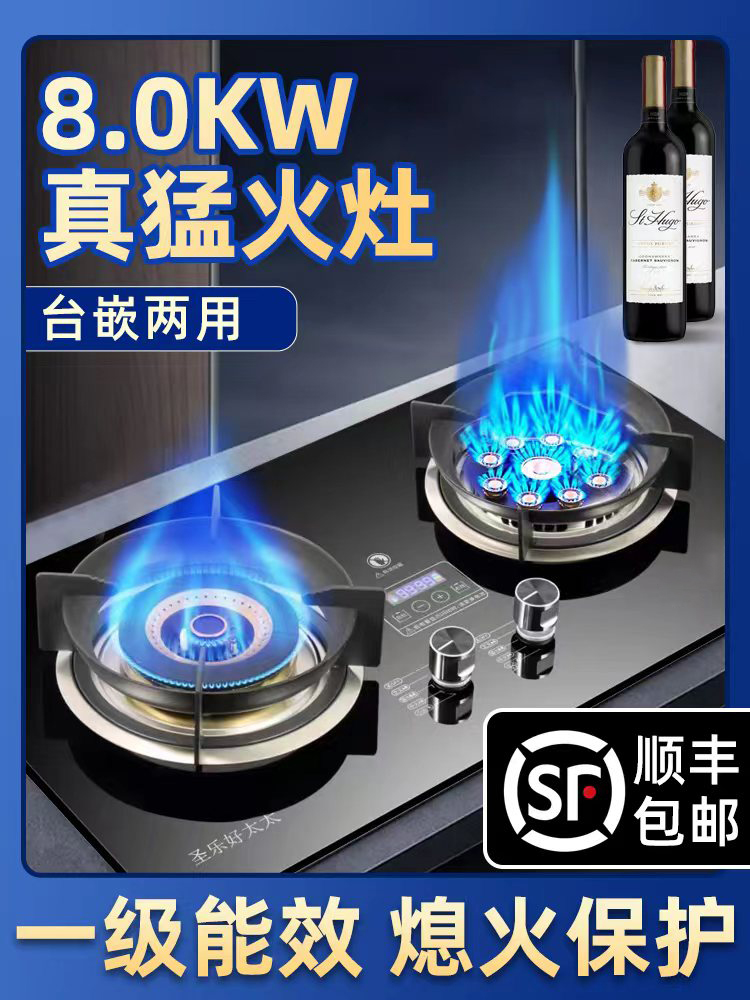 圣乐好太太燃气灶双灶家用煤气灶天然气液化气台式炉具猛火灶家用