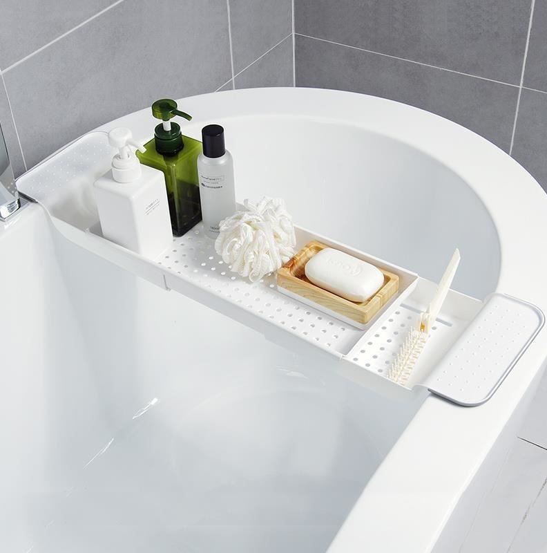 浴缸边置物架墙壁卫生木架子单层防尘盖隔板浴T缸架浴盆上面伸缩