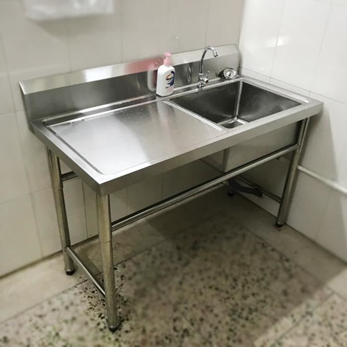 包邮商用不锈钢水槽带支架厨房单双水池洗碗洗菜洗手盆带平台食堂