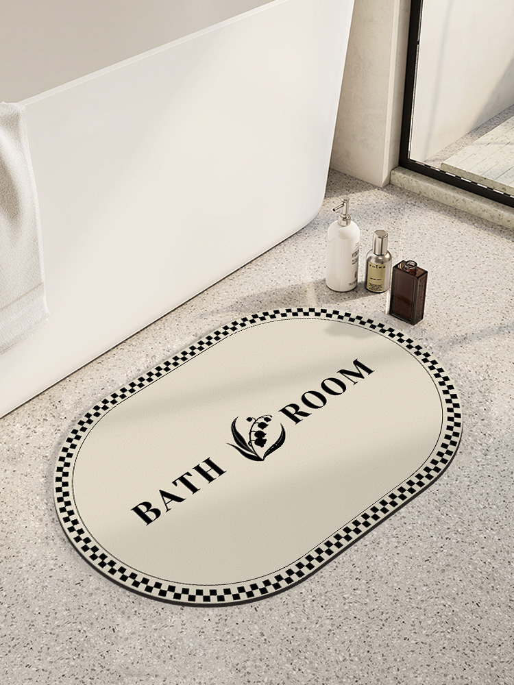 浴室吸水地垫垫子圆椭软卫浴厕所防滑脚垫色奶油卫生间门口硅藻泥