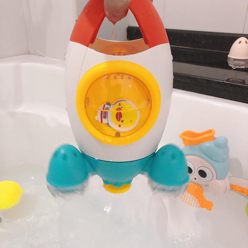 宝宝洗澡玩具水动力喷水火箭喷泉旋转花洒儿童戏水男孩女孩大奴仔