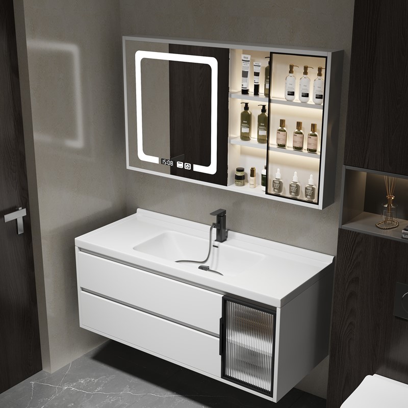 现代简约浴室柜组合卫生间陶瓷一体洗漱台洗脸洗面轻奢洗手盆套装