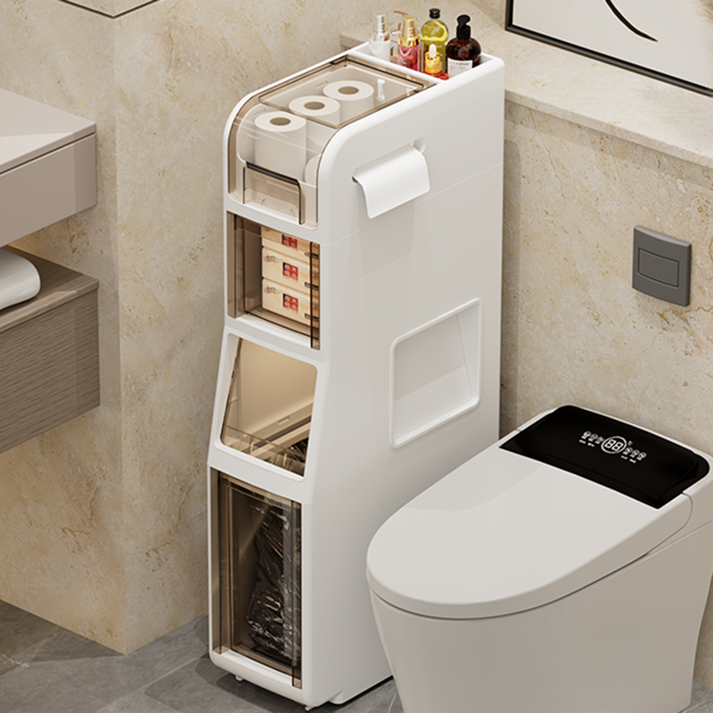 兴起浴室夹缝柜卫生间置物架洗手间收纳柜马桶储物柜带垃圾桶纸篓
