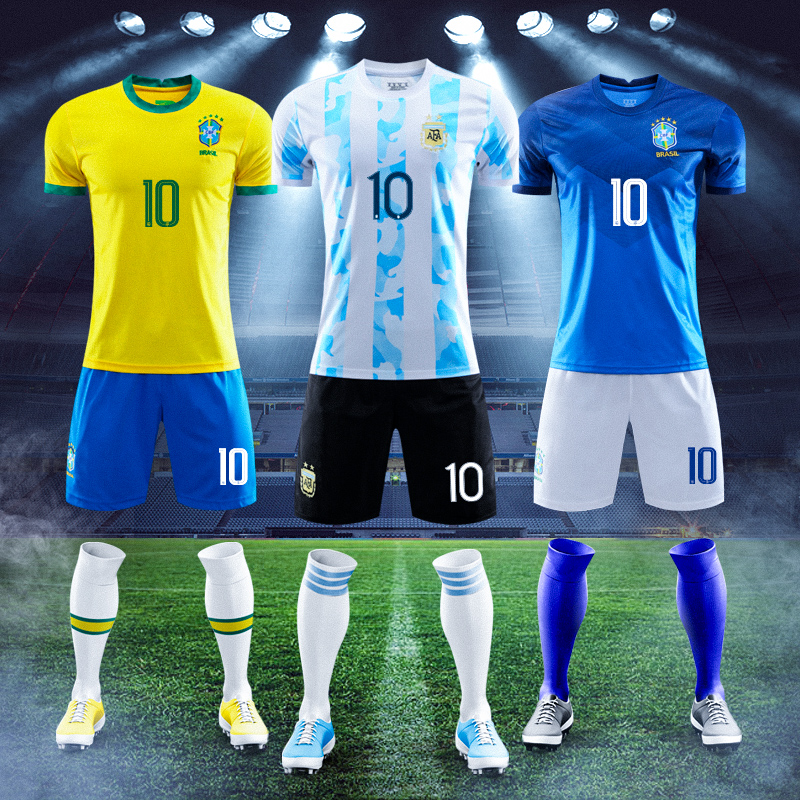 阿根廷球衣10号梅西美洲杯主客场巴西国家队足球服内马尔球衣定制