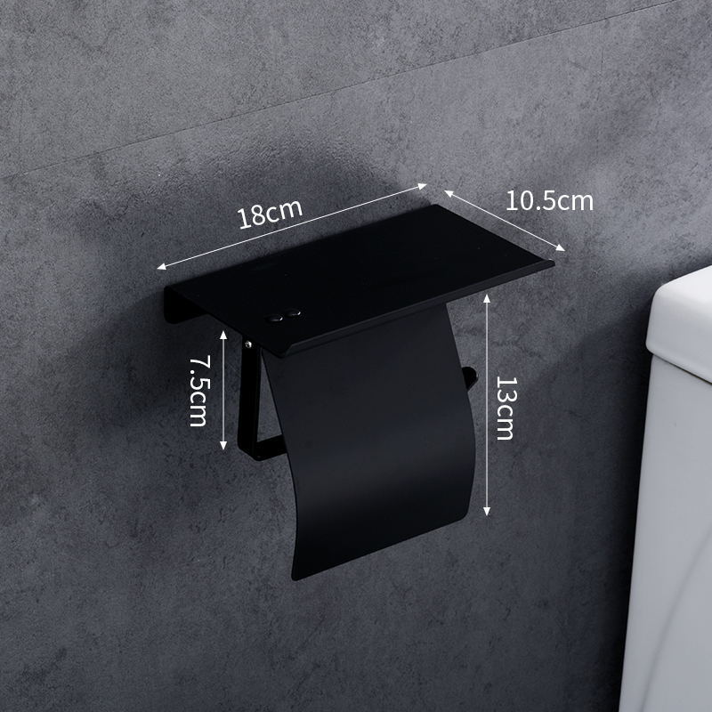 304不锈钢卫生纸巾架手机置物架厕所家用公用免打孔浴室卷纸巾盒