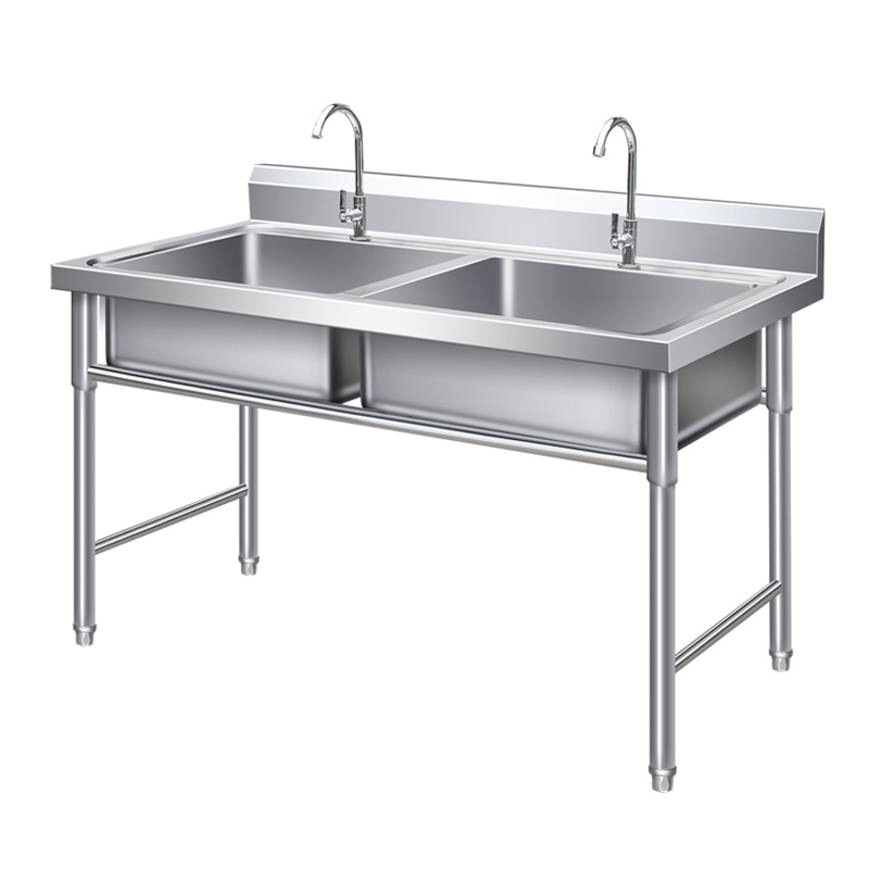 厨房不锈钢水槽带支架简易洗碗洗手台面一体柜洗菜盆商用水池家用