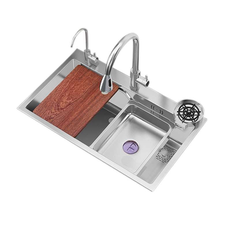 手工厨房304不锈钢水槽日式家用纳米洗碗槽单盆台下洗菜盆大单槽