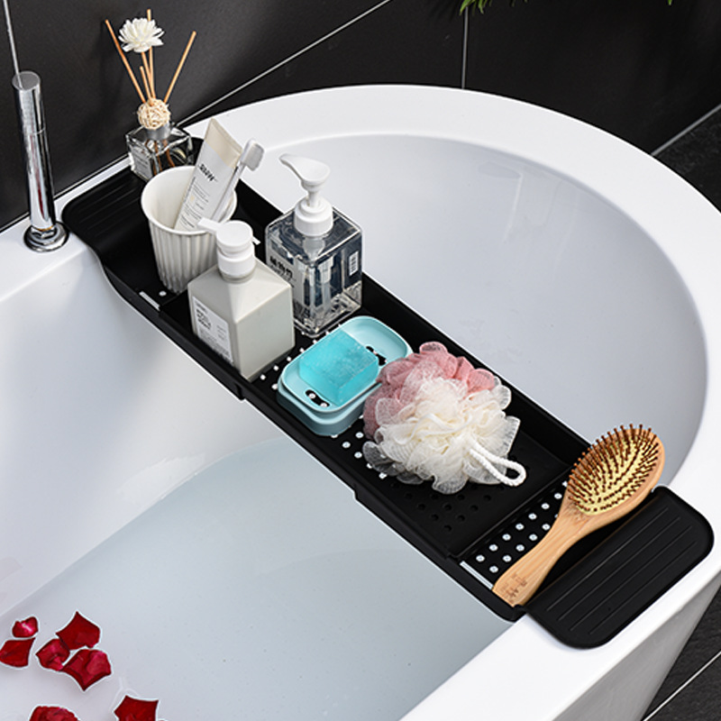 伸缩沥水浴缸架卫生间浴室塑料洗澡桶置物架泡澡看剧神器手机支架