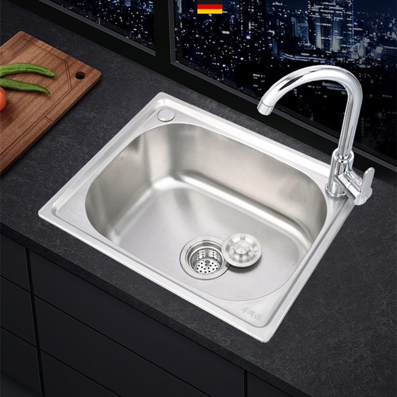 厨房水槽304不锈钢水池洗菜盆洗碗池洗手盆单槽套餐加厚家用