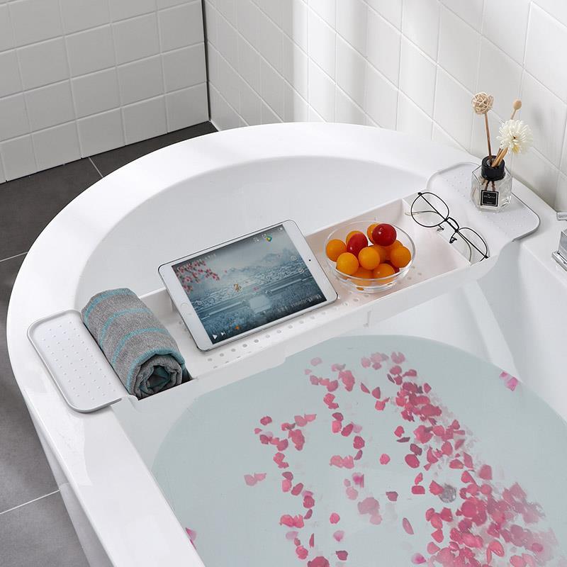 浴缸置物架卫生间浴室多功能洗澡盆手机架伸缩泡澡塑料收纳沥水架