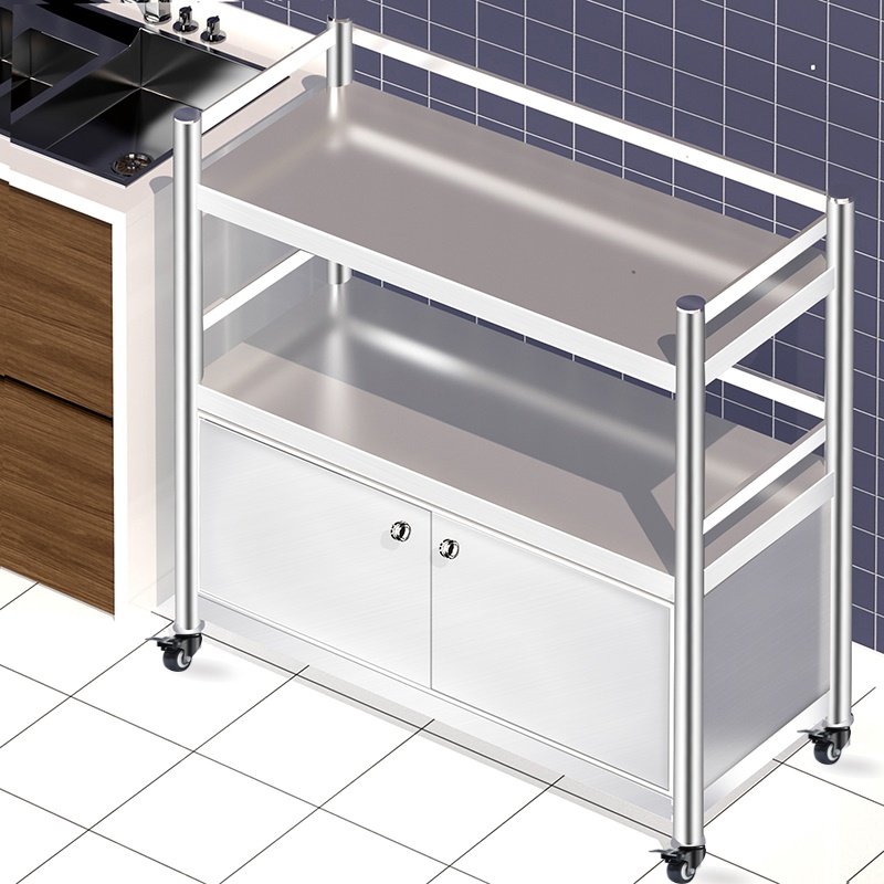 不锈钢餐边柜带门厨房家用橱柜储物柜多层多功能置物架货架收纳柜