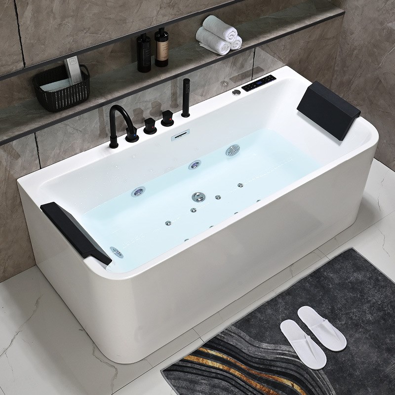 智能恒温加热按摩浴缸 独立式三群边1.3-1.8米双人情侣家用浴盆