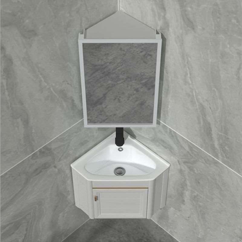 一体化小户型铝合金直角墙角卫浴柜挂墙式三角镜柜转角浴室柜组合