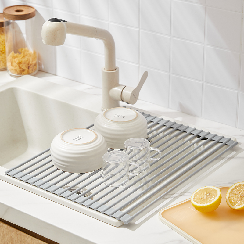 全包硅胶可折叠厨房水槽沥水架洗碗池沥水碗盘收纳架沥水篮置物架