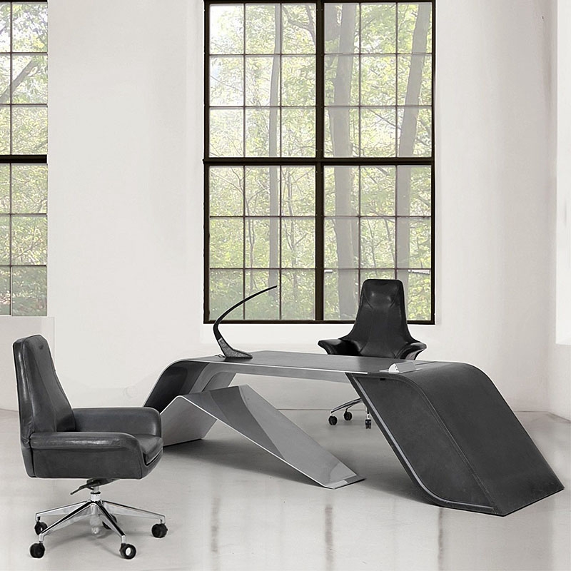 Astonmartin总裁办公桌意式极简设计感弧形阿斯顿马丁高级书桌椅