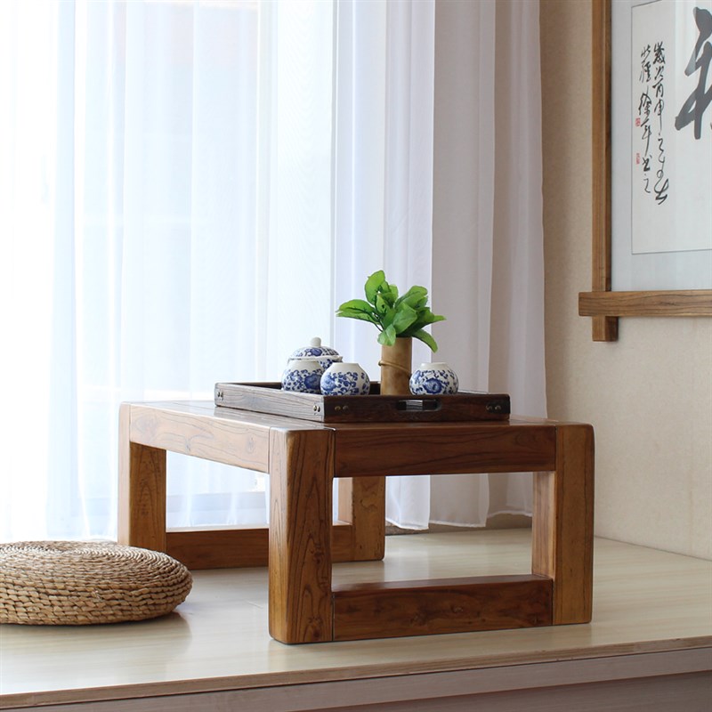 定制老榆木炕桌实木榻榻米小茶几飘窗桌子创意日式阳台桌地台桌小