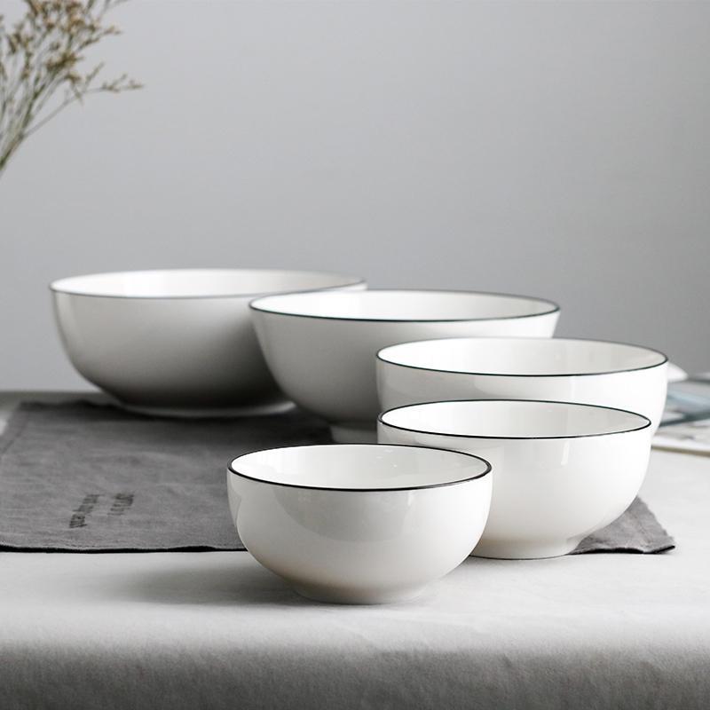 日式简约陶瓷碗碟家用北欧餐具套装大碗单个5寸6寸面碗汤碗吃饭碗
