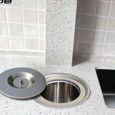 韦普不锈钢厨房橱柜台面嵌入式垃圾桶水槽桌面分类家用隐藏清洁桶