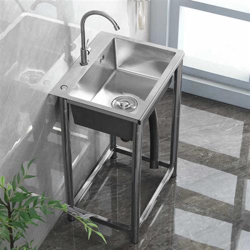厨房不锈钢水槽单槽洗菜盆手工水池带支架子家用加厚洗手盆洗碗槽