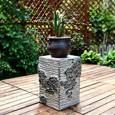 中式人造石石墩别墅小庭院水泥花盆摆件创意户外花槽花园装饰布置