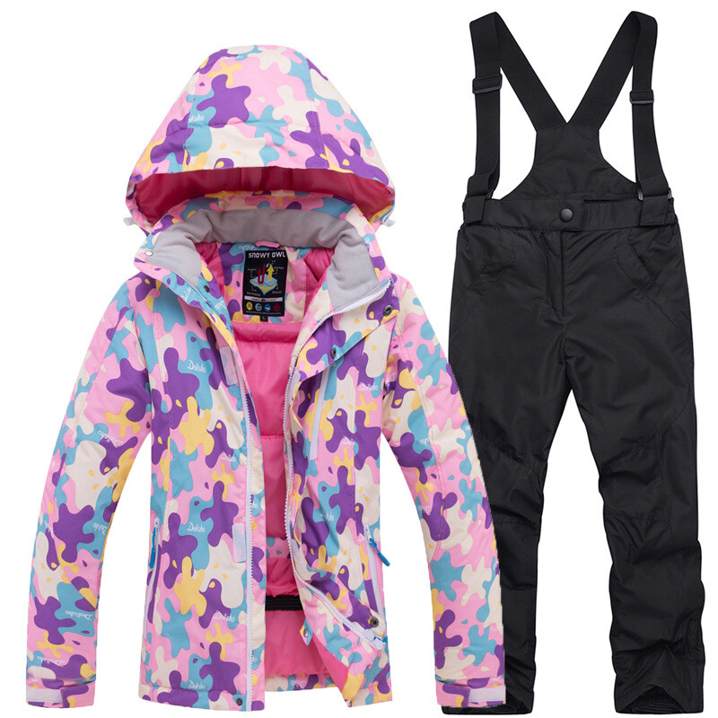 新品ARCTICQUEEN冬季儿童滑雪服套装女童防风防水加厚保暖户外棉